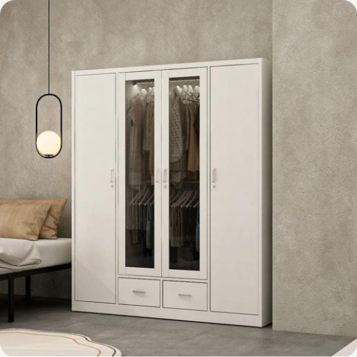 PIRA - LINIO 4P FGD MWD LEMARI PAKAIAN BESI 4 PINTU DENGAN LACI DAN LED