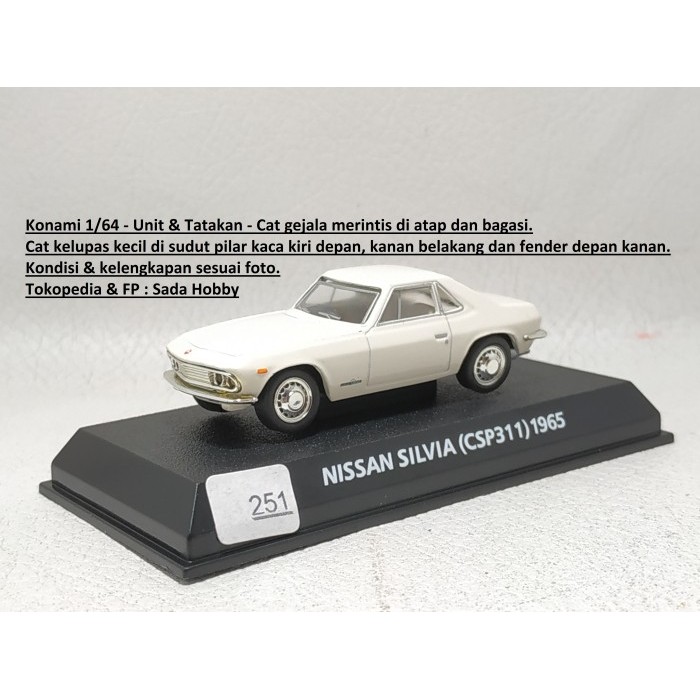 Diecast Konami 1/64 Nissan Silvia CSP311 1965 Putih