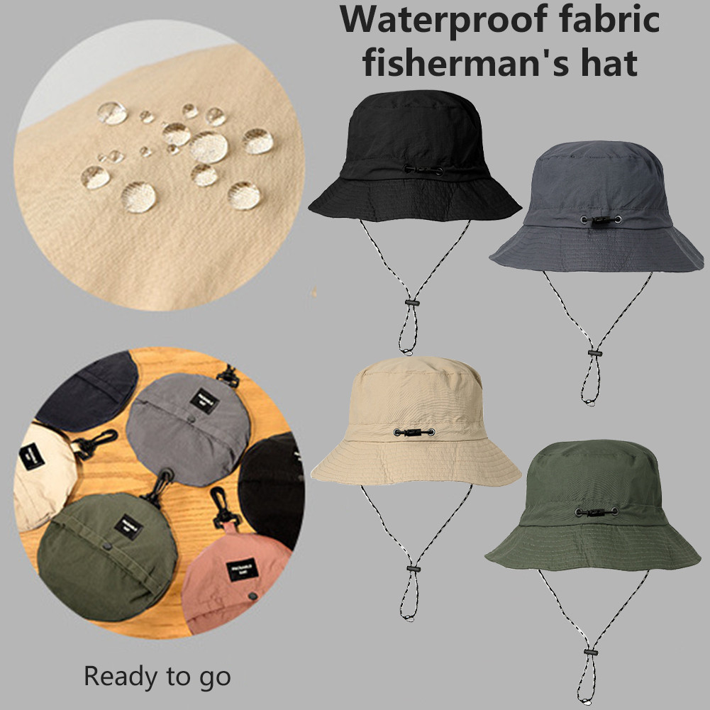 Topi Gunung Pria Bucket Hat Rimba Topi Bulat Parasut Tali Packable Hat Pria Wanita Waterproof Topi H