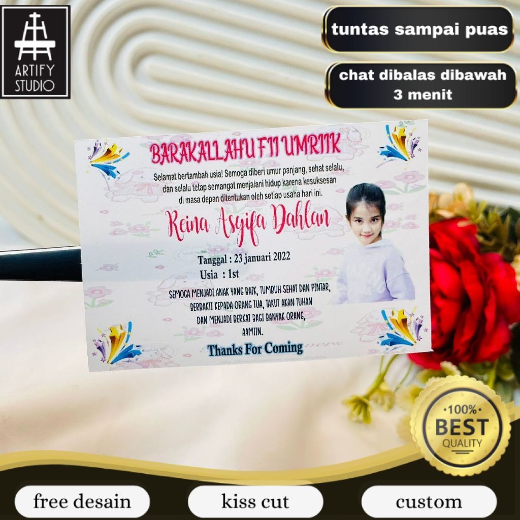 

Artify Sticker Label Hampers Ulang Tahun Persegi Stiker Undangan Birthday Ultah Anak Print Custom