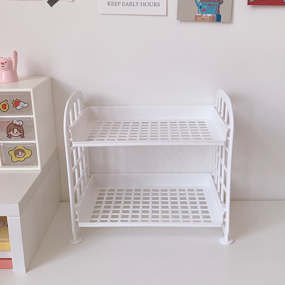 

Desktop Stationery Rack Storage Holder Multi-Functional Plastic Shelf Makeup Organizer Office Dormitory Desk Organizer Shelf