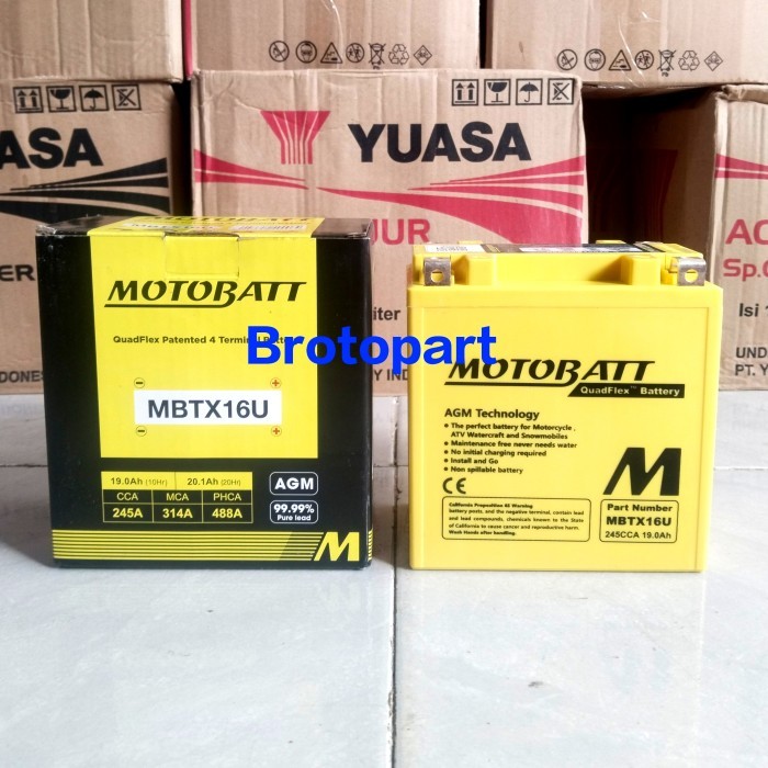 Aki Motobatt Quadflex MBTX16U YTX16-BS 12Volt 19Ah Accu Kering