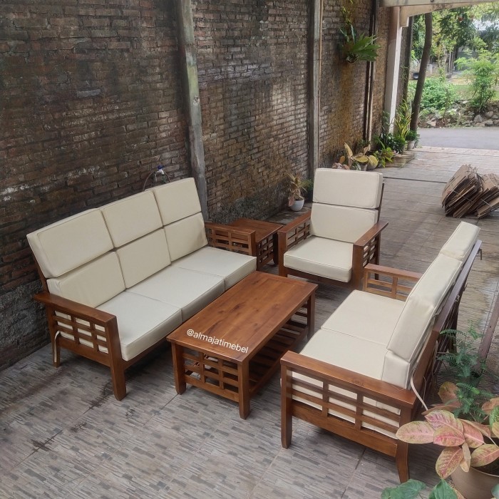 Set Sofa Ruang Tamu Kursi Tamu Minimalis Modern Jati Kursi Meja Tamu
