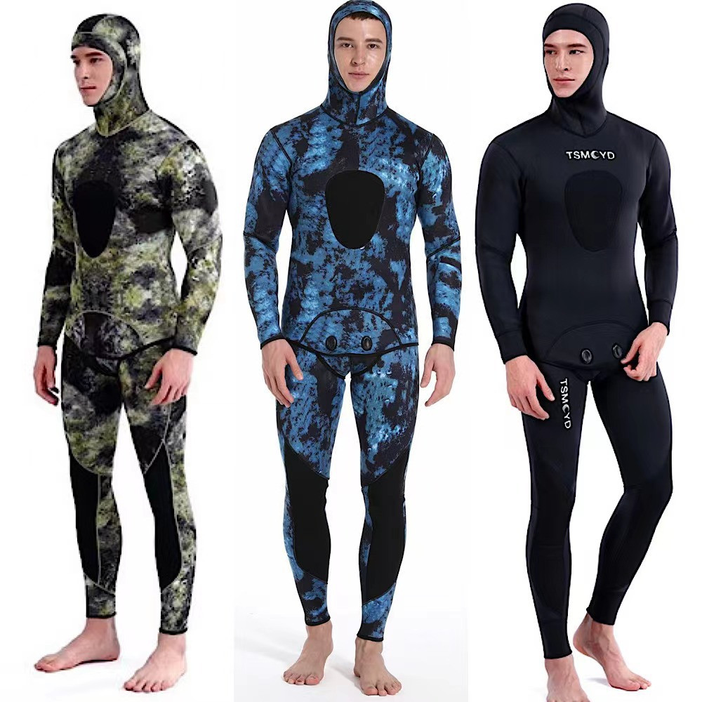 2024 Neoprene Scuba ving wetsuit1.5/ 3MM Winter Warm  Men Hood Surfing Front Zipper Snorkeling Spear