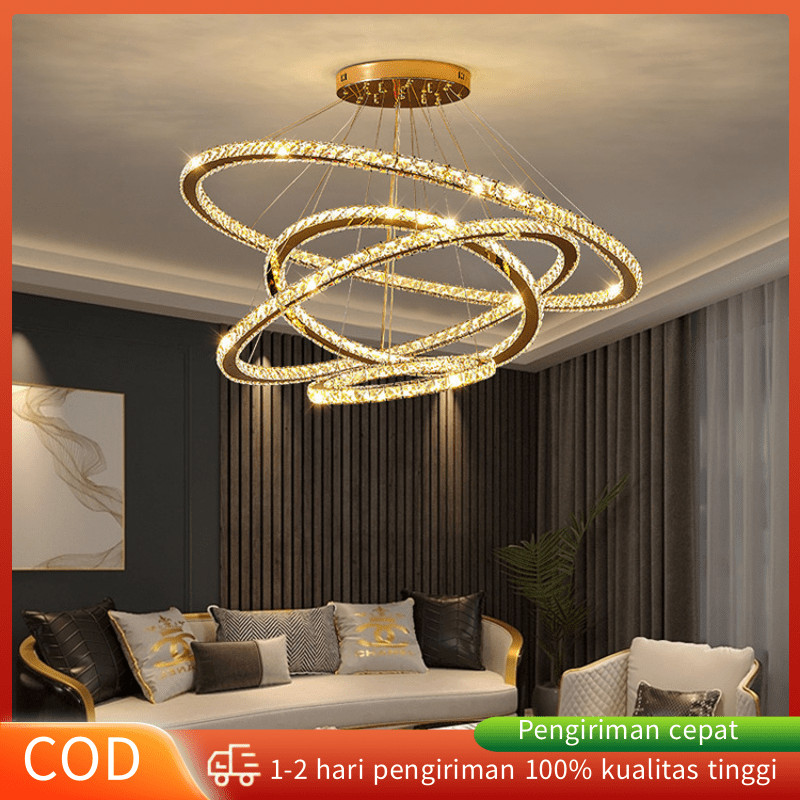 Lampu Gantung Kristal Modern Tamu Mewah 3 Warna Ruang Tamu Lampu Gantung Kristal Hias