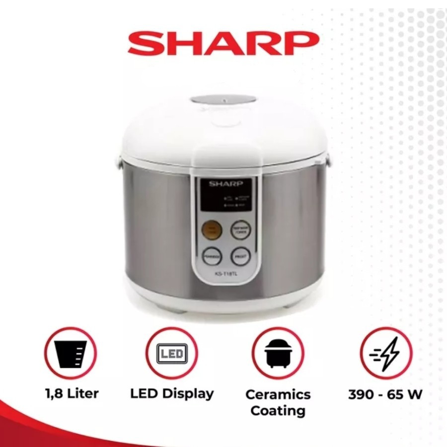 Rice Cooker Sharp KS T18TL ST / Magic com Sharp KST18TLST 1.8L Stainless