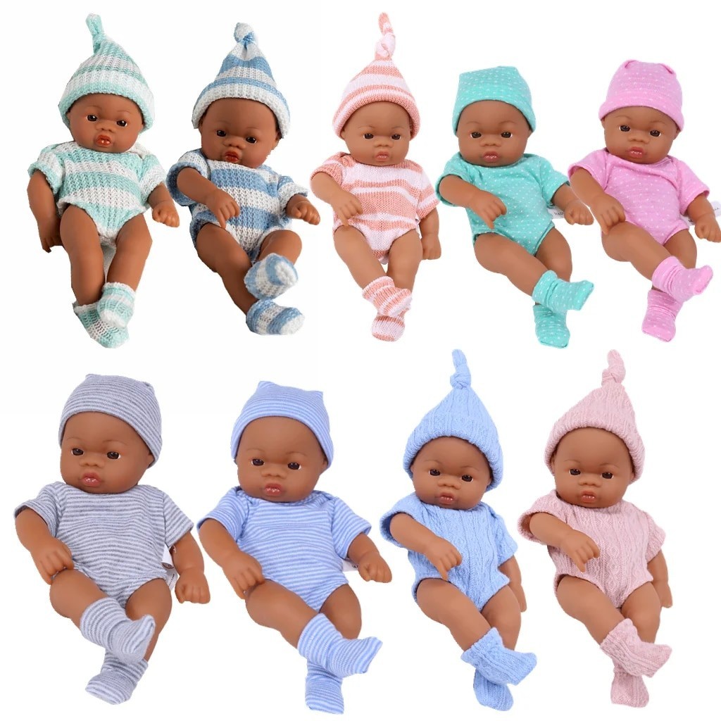 Brown Reborn Dolls African Reborn Baby Doll 20cm Dolls Baby Reborn Baby Doll Toys Soft Touch High Qu