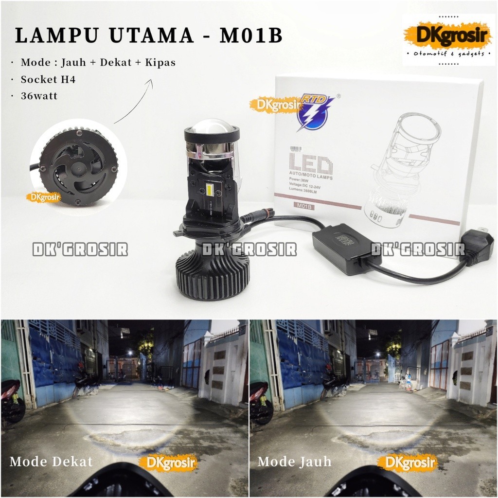 FLASH SALE RTD Rayton - Lampu Utama Led M01B + Kipas - H4 36W - Lampu depan Motor - Headlamps Origin