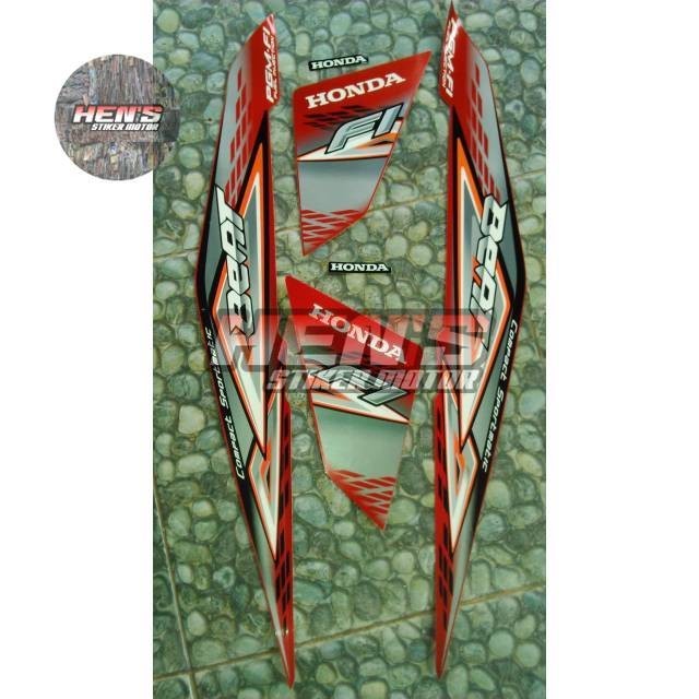 Stiker striping beat fi 2014 merah