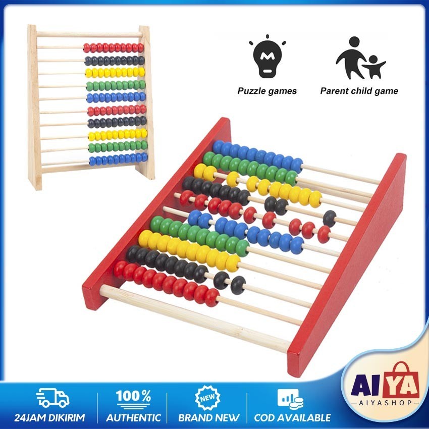Papan Sempoa Abacus Anak Kayu Mainan Edukasi Mainan Anak  Montessori Sempoa Alat Hitung Anak Tk Sd