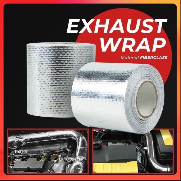 

VRacing Exhaust Wrap Lakban Peredam Panas Knalpot 5M 50mm - Silver