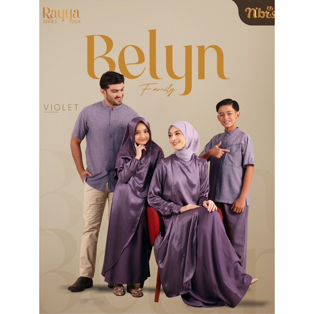 NBRS Sarimbit Keluarga Baju Couple Muslim Keluarga Lebaran 2024 Nibras Rayya Series Belyn Violet Gam