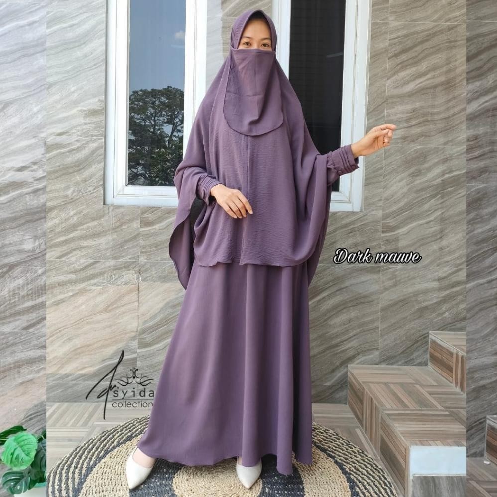 sel sel Gamis Set Hijab Syari Terbaru Bahan Crinkle Airflow Premium Elegan Simple | Dress Dewasa Set Khimar Bergo Polos Wanita Kekinian Adem Dan Tidak Nerawang | Abaya Umroh Muslim Sunnah Setelan Kerudung Jilbab Jumbo SyarI Ukuran M L Xl Xxl Gass