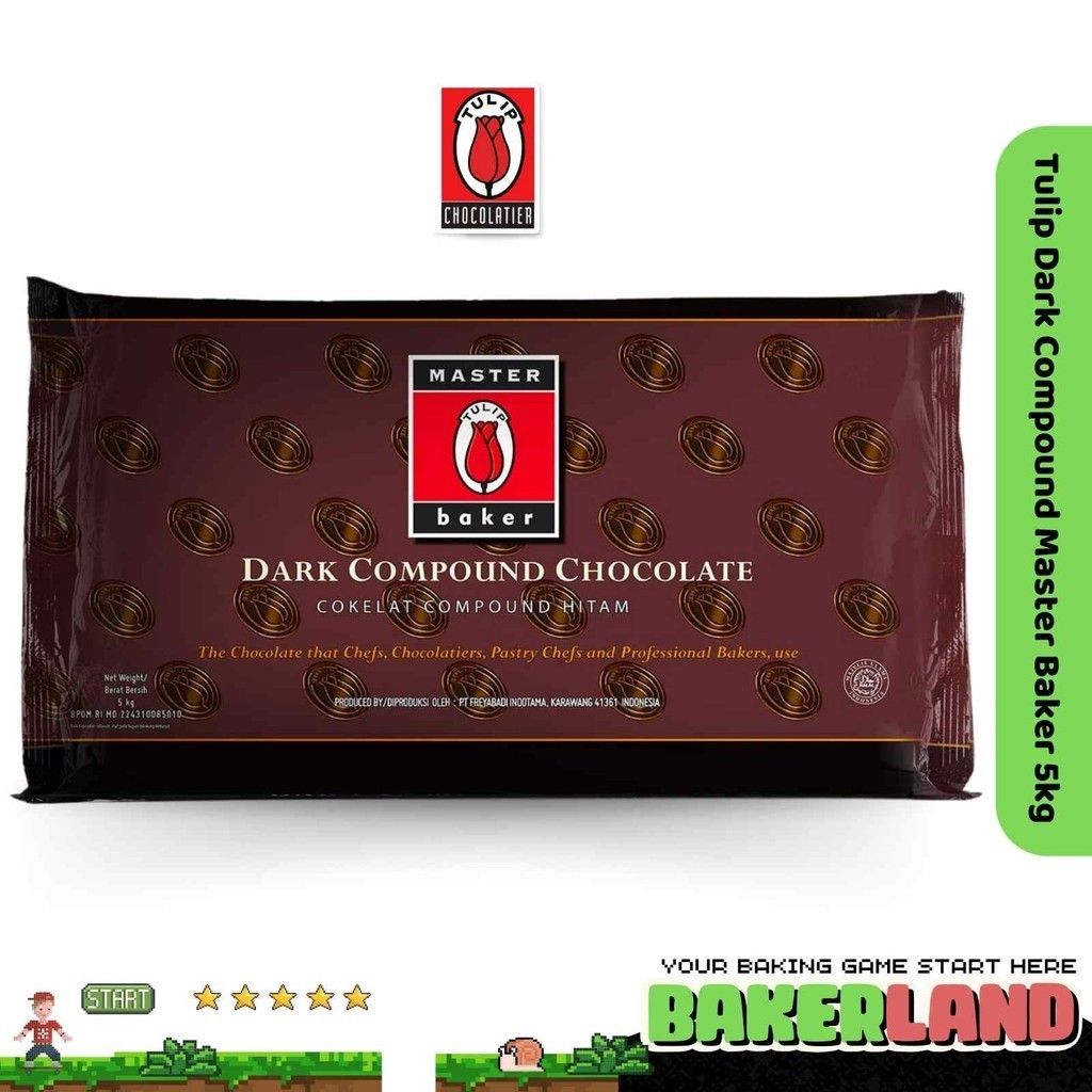 

Tulip Master Baker 5kg / Coklat Tulip / Coklat Compound / Tulip Dark Chocolate / Tulip Coklat Compound / Dark Coklat Compound / Coklat Batang Tulip / Coklat Tulip Batangan