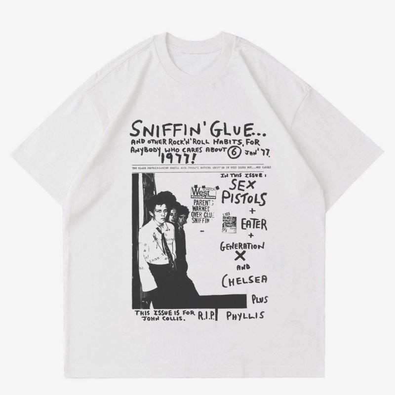 KAOS BAND PUNK SEX PISTOLS | T-SHIRT BAND SEX PISTOLS CONCERT | BAJU PUTIH PRIA tee