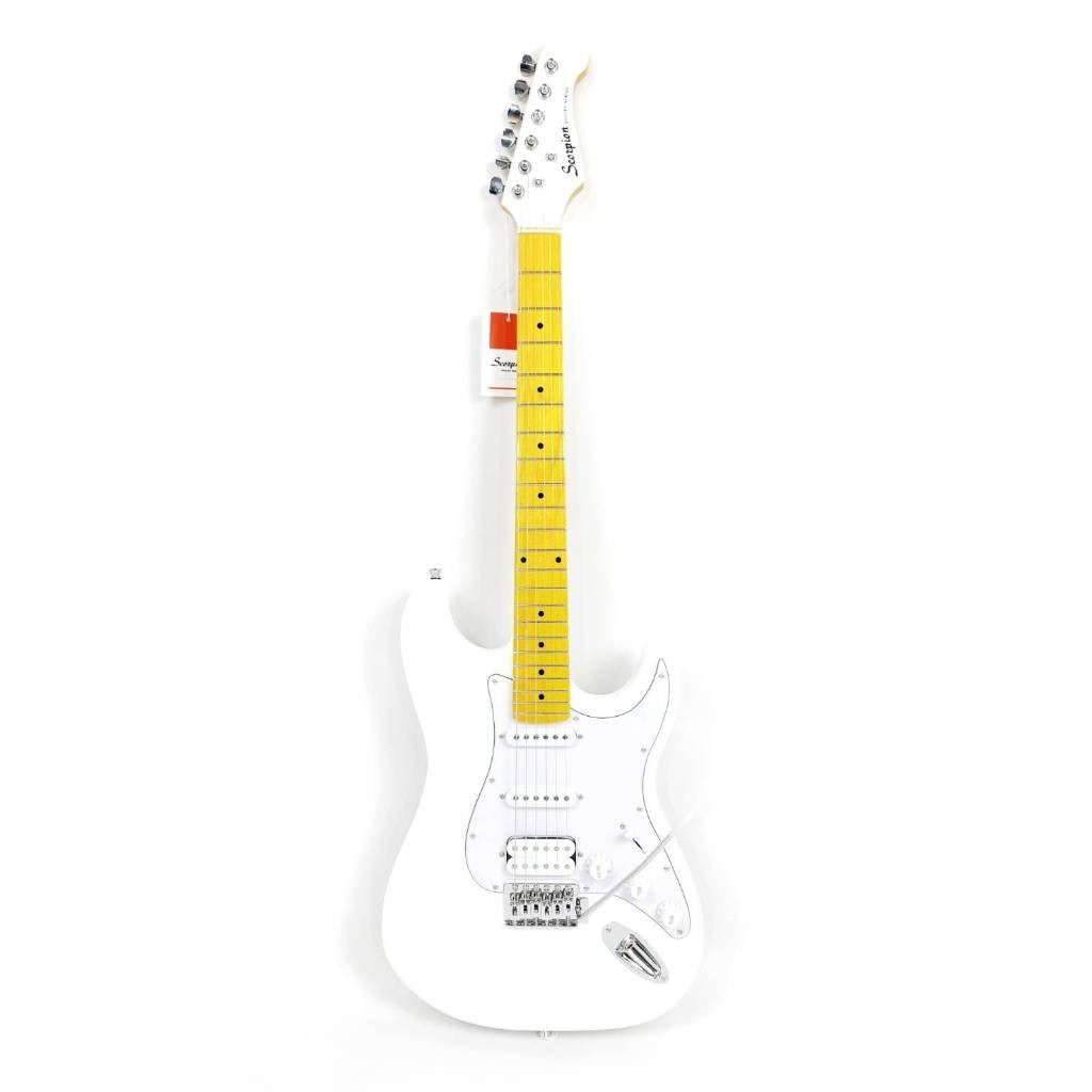 Gitar Elektrik Merk Scorpion Original Model Stratocaster Tipe SS-120 WH Deluxe Series Warna White Li