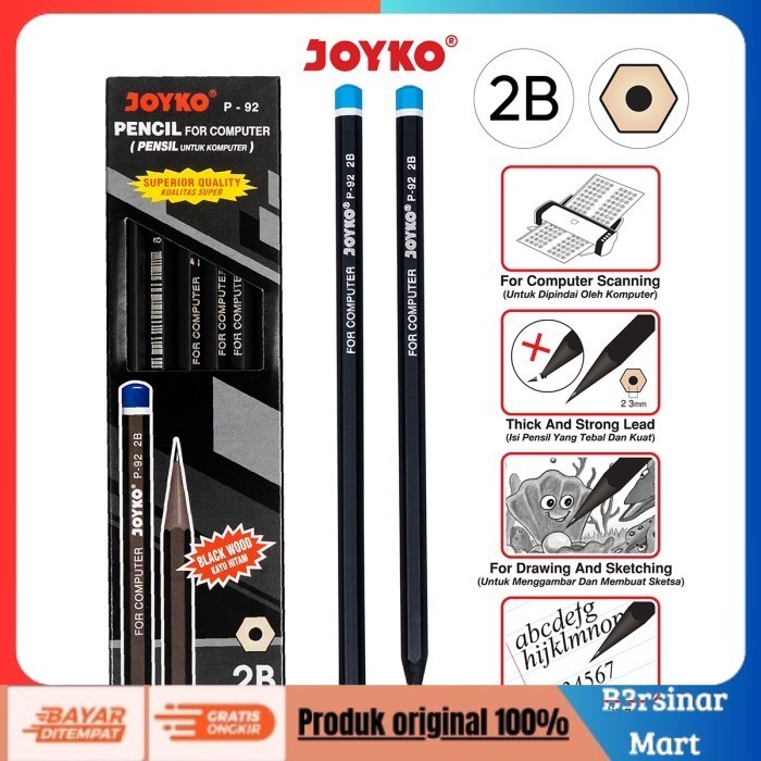 

[BAYAR DI TEMPAT] PROMO Pencil / Pensil Joyko P92 / 2B / 1 BOX 12 PCS COD