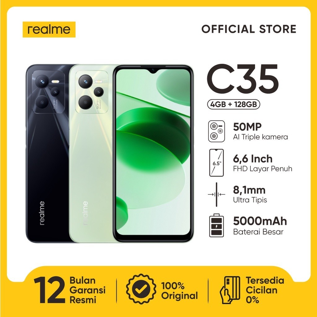 realme C35 4GB+128GB | 50MP AI Triple Camera
| Full Screen 6.6: FHD