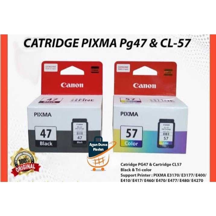 catridge cartridge canon pg47 black-Catridge + Color cl57 color Printer E400 E410 Original