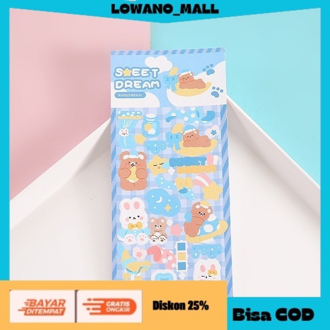 

[[LOWANOMALL]] TERLARIS 1 Lembar Sticker Stiker Bear Cute Stiker Anak Girl 0443 Glitter Cute SWEET DREAM COD