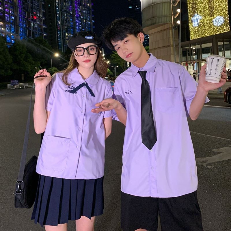 Couple Thai school uniform set JK shirt short sleeved junior high school student DK uniform college 