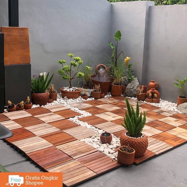 Mitra Loka Ubin Lantai Kayu Decking Tile 30 x 30cm Outdoor Indoor Full Vurnish Pernis Alas Lantai Pe