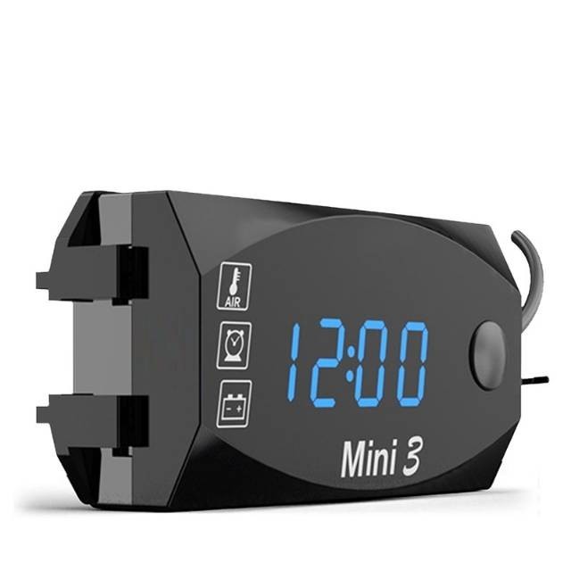 Volt Meter Motor Digital 3 In1 Accu Aki,Jam & Temperature Dora Motor