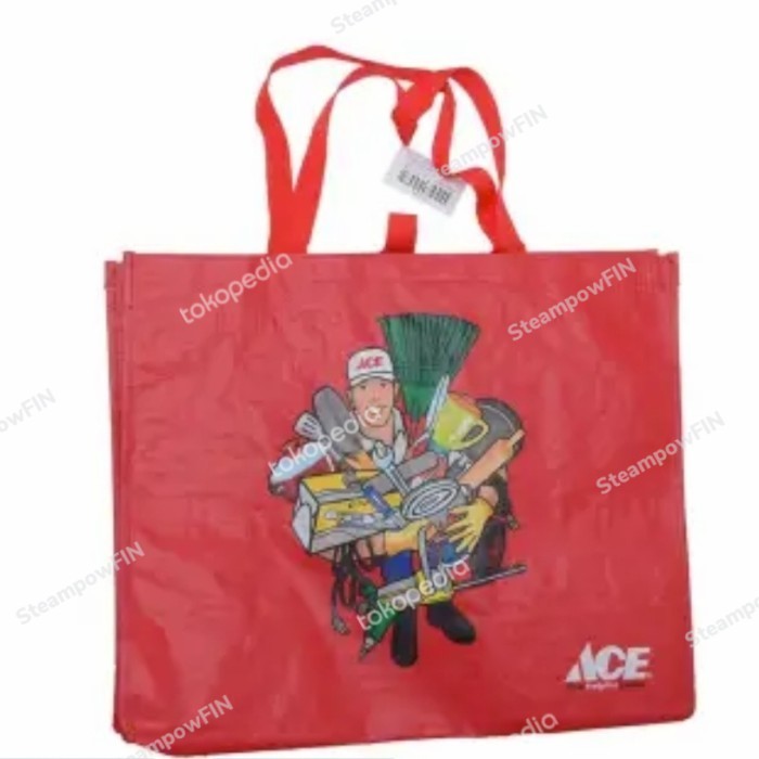PROMO - Red Recyleable Bag Tas Merah Kantong Besar Goodie Bag ACE Hardware L M - M