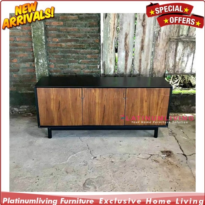 bufet minimalis jati duco hitam kombinasi natural bufet jati minimalis