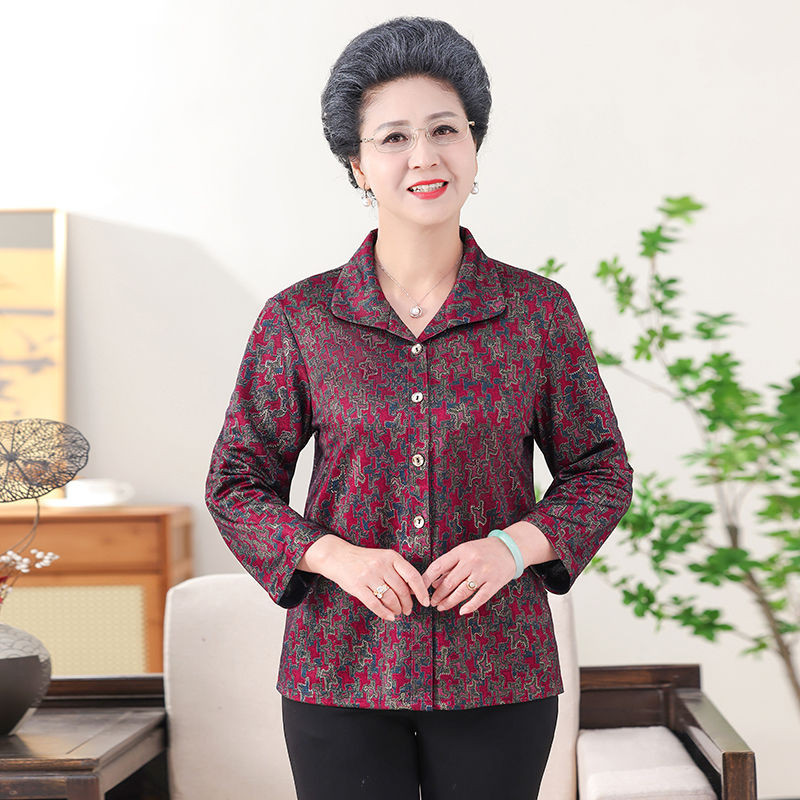 Musim Semi Dan Musim Panas Paruh Baya, Pakaian Luar Tebal, Kemeja Lengan Panjang Ibu, Baju Berlapis 