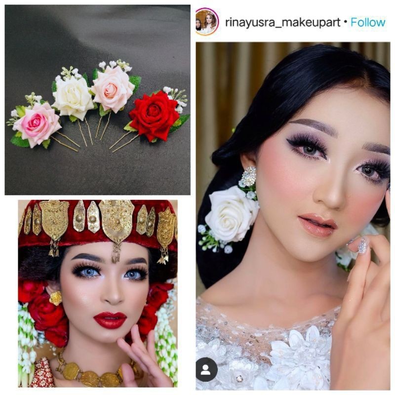Hiasan Sanggul Bunga Rose / Hiasan Rambut Rose / Tusuk Sanggul