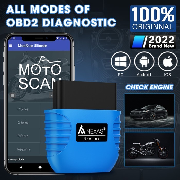 Bigsale✨ -NEXAS Bluetooth OBD2 Scanner Motor/Mobil untuk BMW/Ducati/KTM/PIAGGIO
