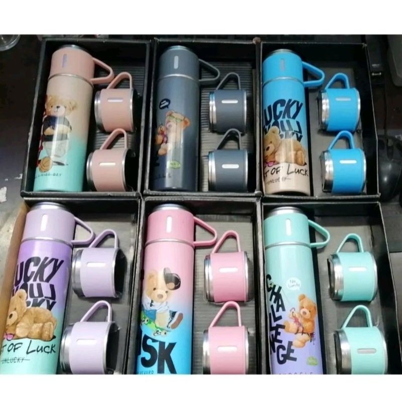 Termos Bear Tumbler Termos Sultan Vacuum 500 ml Stainless Steel 500ML / Termos Stainless Motif Bear 