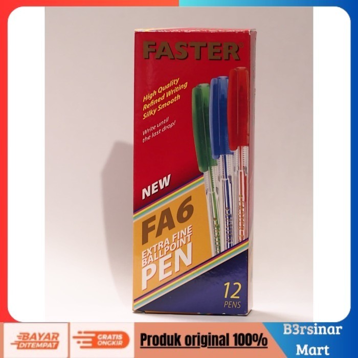 

[[KUALITAS TERBAIK]] Ballpoint/ Pulpen Faster FA6, 0.7mm isi 12 pcs Black COD