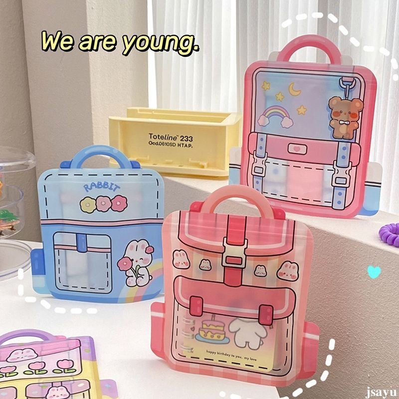 

(jsayu）Tas Kemasan Camilan Hati Anak Perempuan Ransel Kartun Lucu Tas Penyegel Diri Tas Penyimpanan Barang Kecil