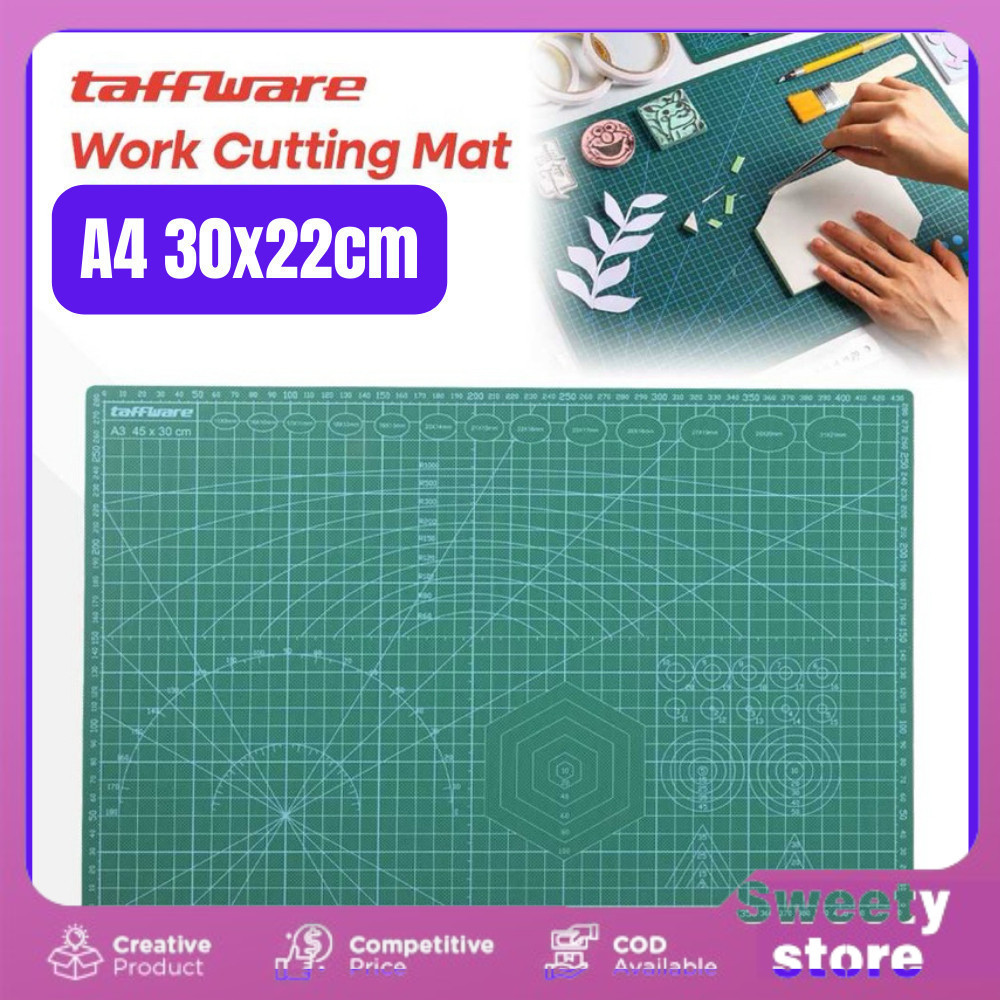 

Sweety Store Indonesia-Alas Potong Work Cutting Mat Pad Anti Slip A4 30x22cm Alas Potong Kertas Bahan PVC Double-Side-COD