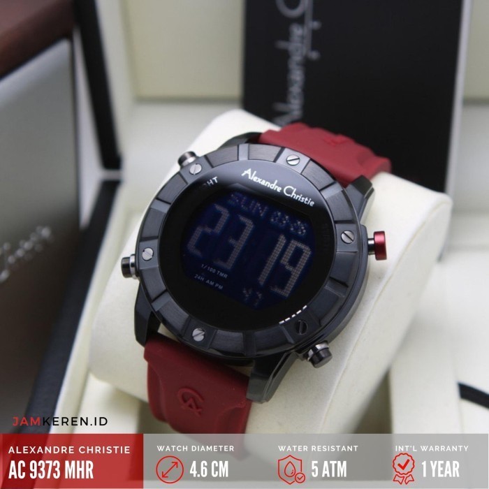 Jam Tangan Pria Alexandre Christie 9373 AC 9373 AC9373 MH Original - Red Black