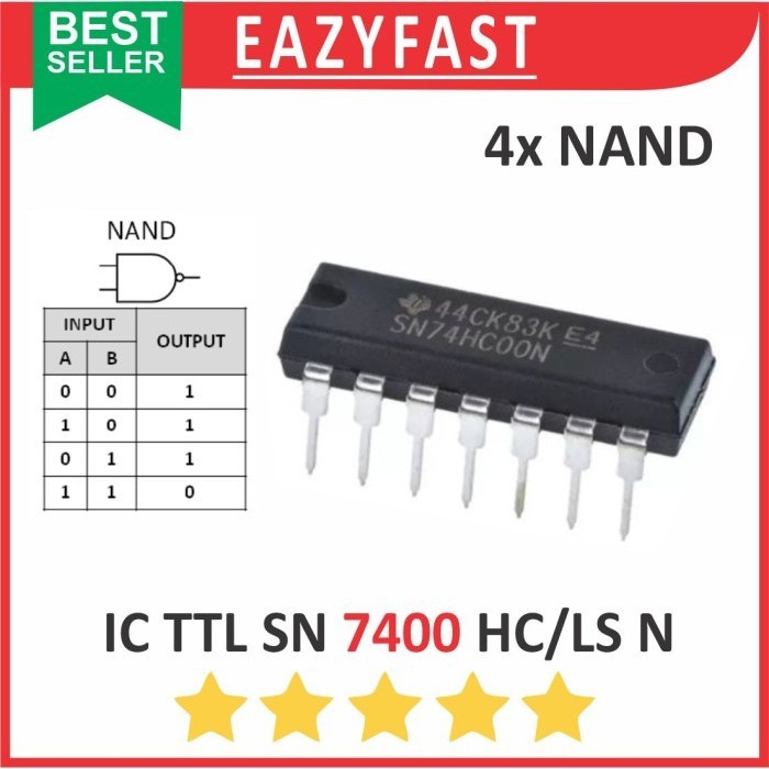 IC TTL SN 7400 N HC LS DIP Gerbang Logika NAND Logic Gate SN74HC00 SN74LS00 SN74HC00N SN74LS00N 74HC