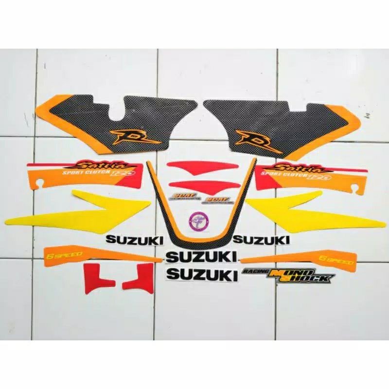 STRIPPING STIKER SUZUKI SATRIA RU 2001 WARNA MERAH PUTIH NON ORI KUALITAS BAGUS MIRIP ORI