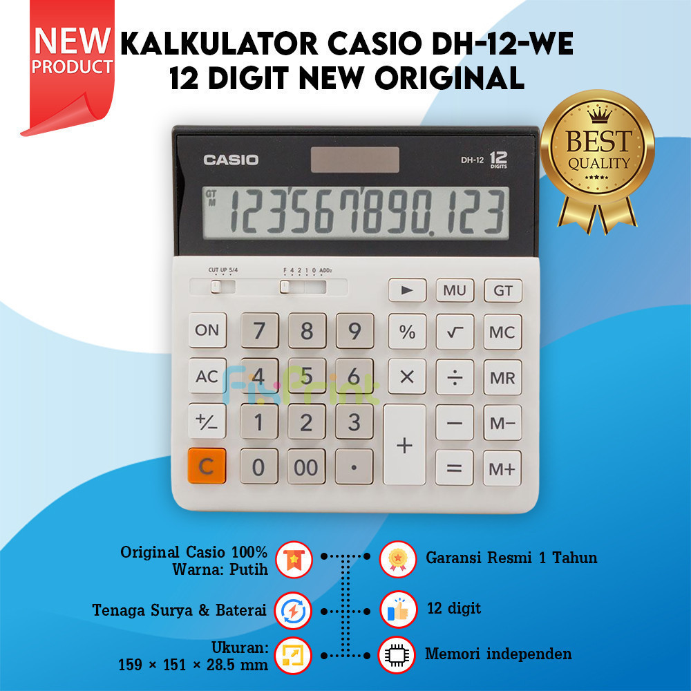 

Adn Calculator Casio DH-12 BK White 12 Digits Kalkulator Desktop Original