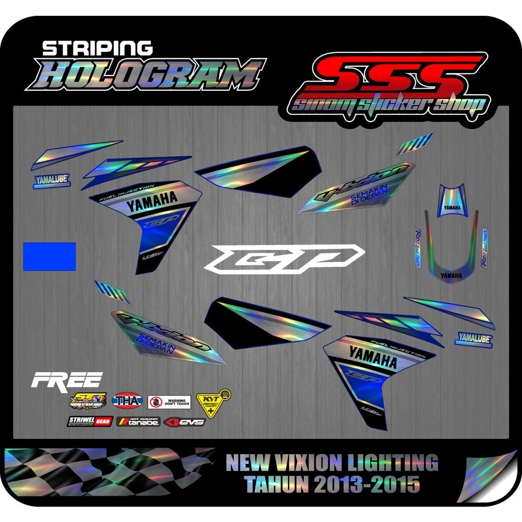 Stiker Striping Standar Hologram NVL GP / New Vixion Lightning Spesial Edisi GP