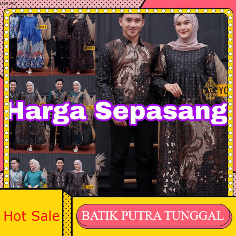 Paket Harga Sepasang Batik couple baju keluarga modern gamis wanita kemeja lengan panjang terlaris