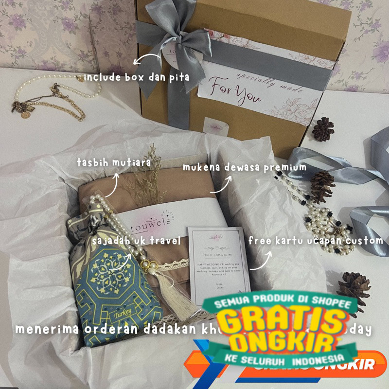 Hampers Mukena Dewasa Set / Hampers Kado Wedding Pernikahan / Hampers Lebaran Wanita / Kado Pacar Be