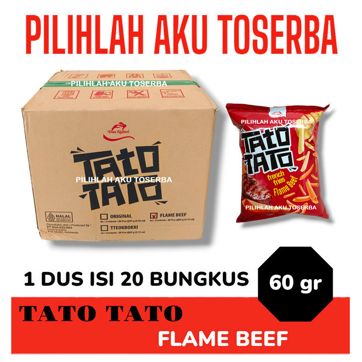 

TATO TATO FLAME BEEF Keripik Kentang Goreng 60 gr - ( HARGA 1 DUS )