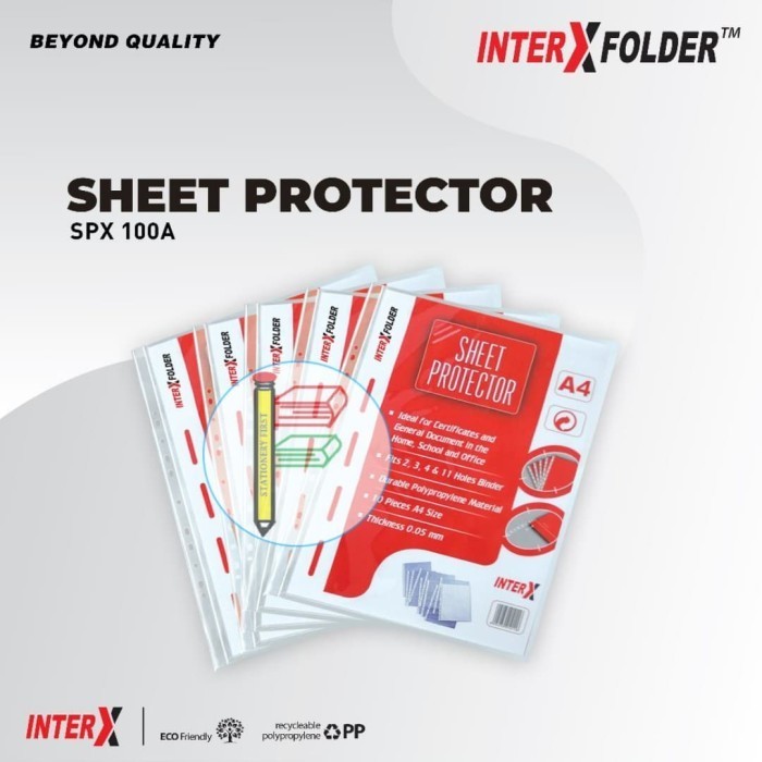 

PP Pocket Sheet Protector Inter X Folder A4 per pack 10 lembar