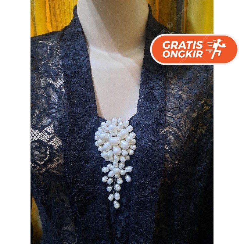 Terlaris ~Bros mutiara air tawar bros kebaya bunga/bros etnik mutiara air tawar Bros Hijab Bros Prem