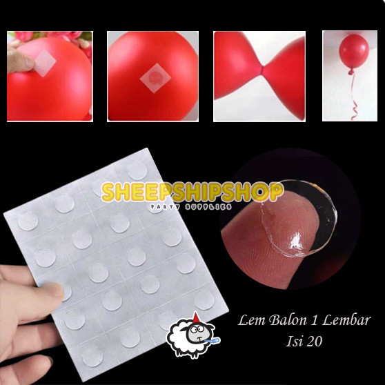 [ Isi 20 ] LEM BALON LEMBARAN isi 20 Balloon Glue Dot / Perekat ke Dinding Atap Dekorasi Ulang Tahun