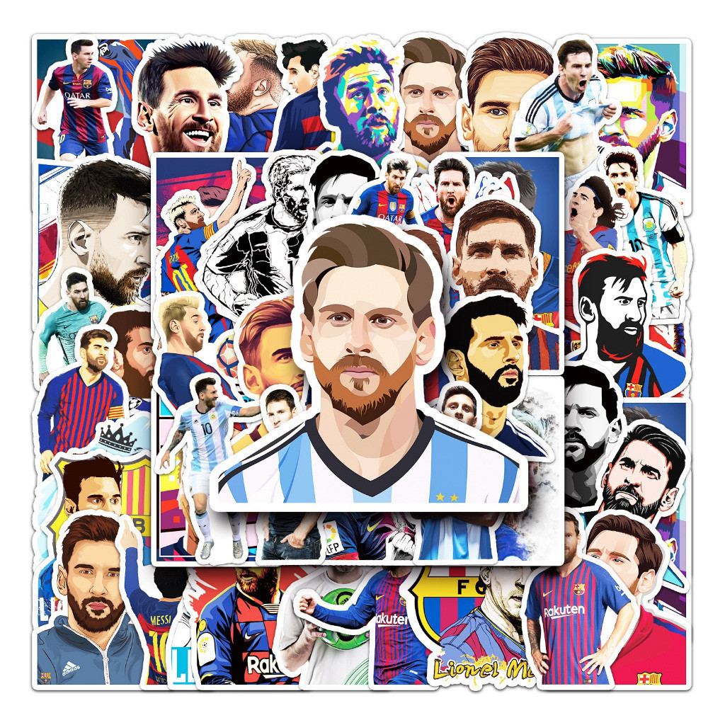 

Sticker Pack vinyl isi 50 - 100 pcs | anti air varian LIONEL MESSI | glossy matte | laptop helm tumbl koper Stiker