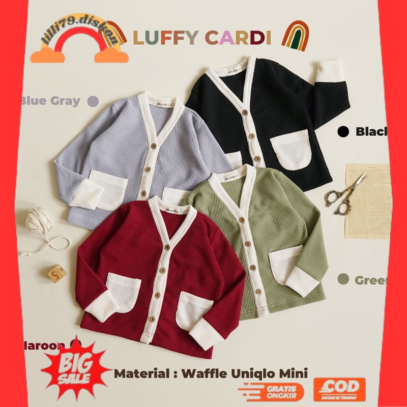 BEST SELLER ~SDS.KIDS Cardigan anak | Luffy cardi | Cardigan unisex | Baju anak | Waffle uniqlo