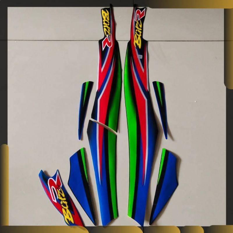 List Striping Kawasaki Blitz R BlitzR biru stiker Lis body motor standar
